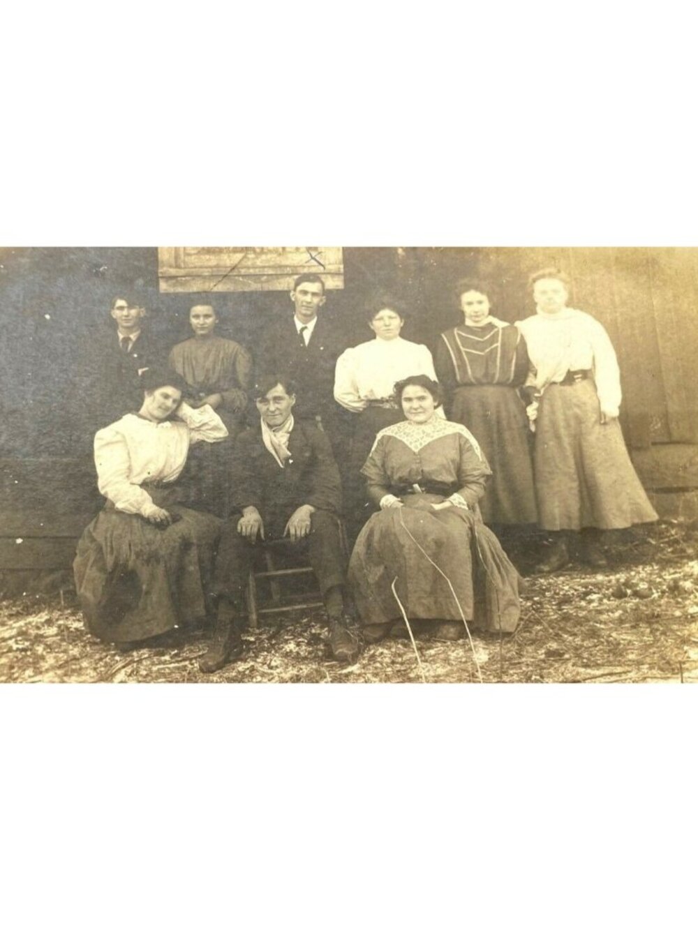 Early Pioneer Family Photograph Portrait 1900s Rural Outdoor Scene